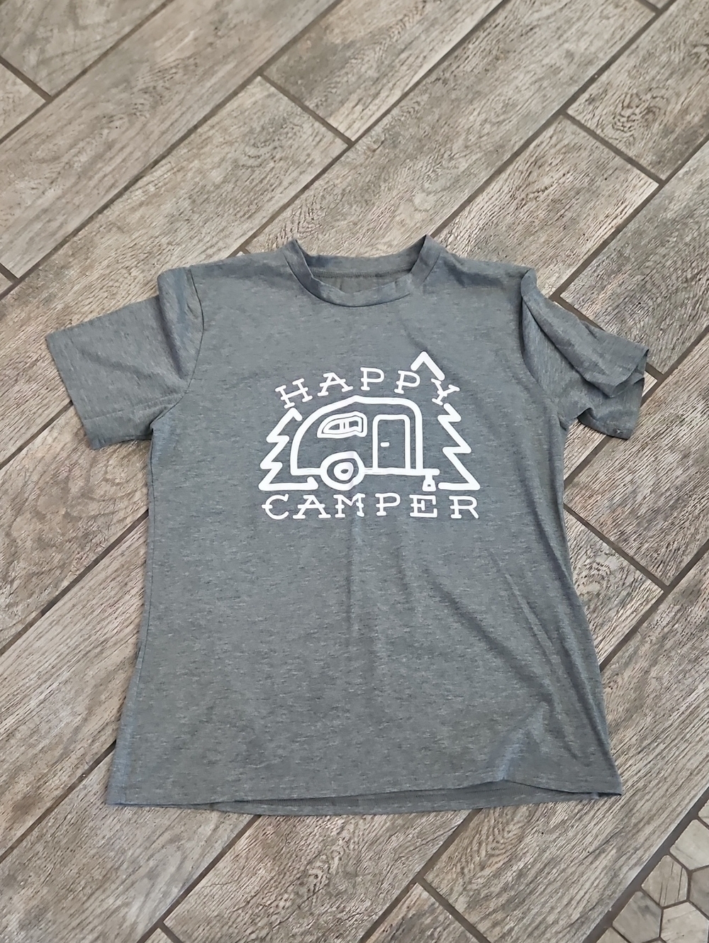 Happy Camper Grey Graphic Tee Size Medium